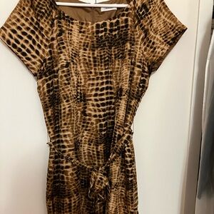 Calvin Klein Brown Animal Print Midi Dress